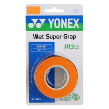 Yonex Overgrip Wet Super Grap 0.6mm (Comfort/smooth/lightly adhesive) orange 3-pack